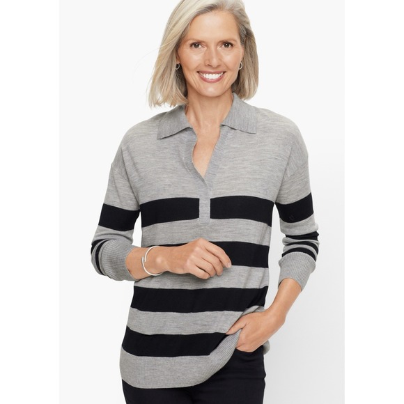 Talbots Marino Wool Johnny Collar Pullover Sweater Womans...